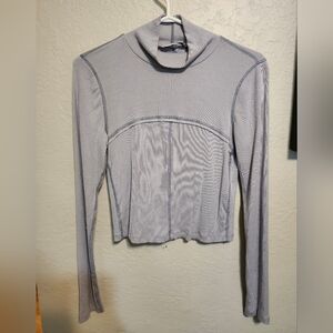 Aritzia Wilfred Free Moon Cropped Long Sleeve Top Pale Blue